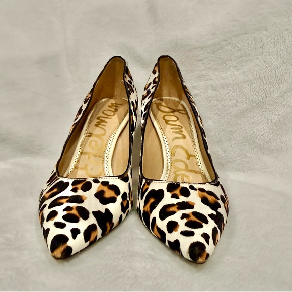 Sam Edelman Hazel Pointed Toe Calf Hair Leopard Print Pumps - Picture 4 of 15
